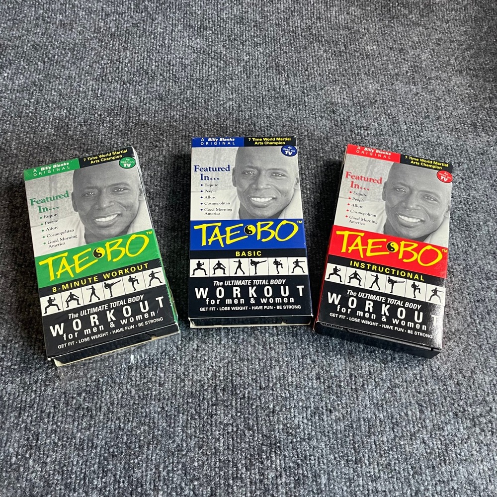 Billy Blanks Tae Bo VHS Set 8-Minute Basic Instructional Workout Tapes 1998